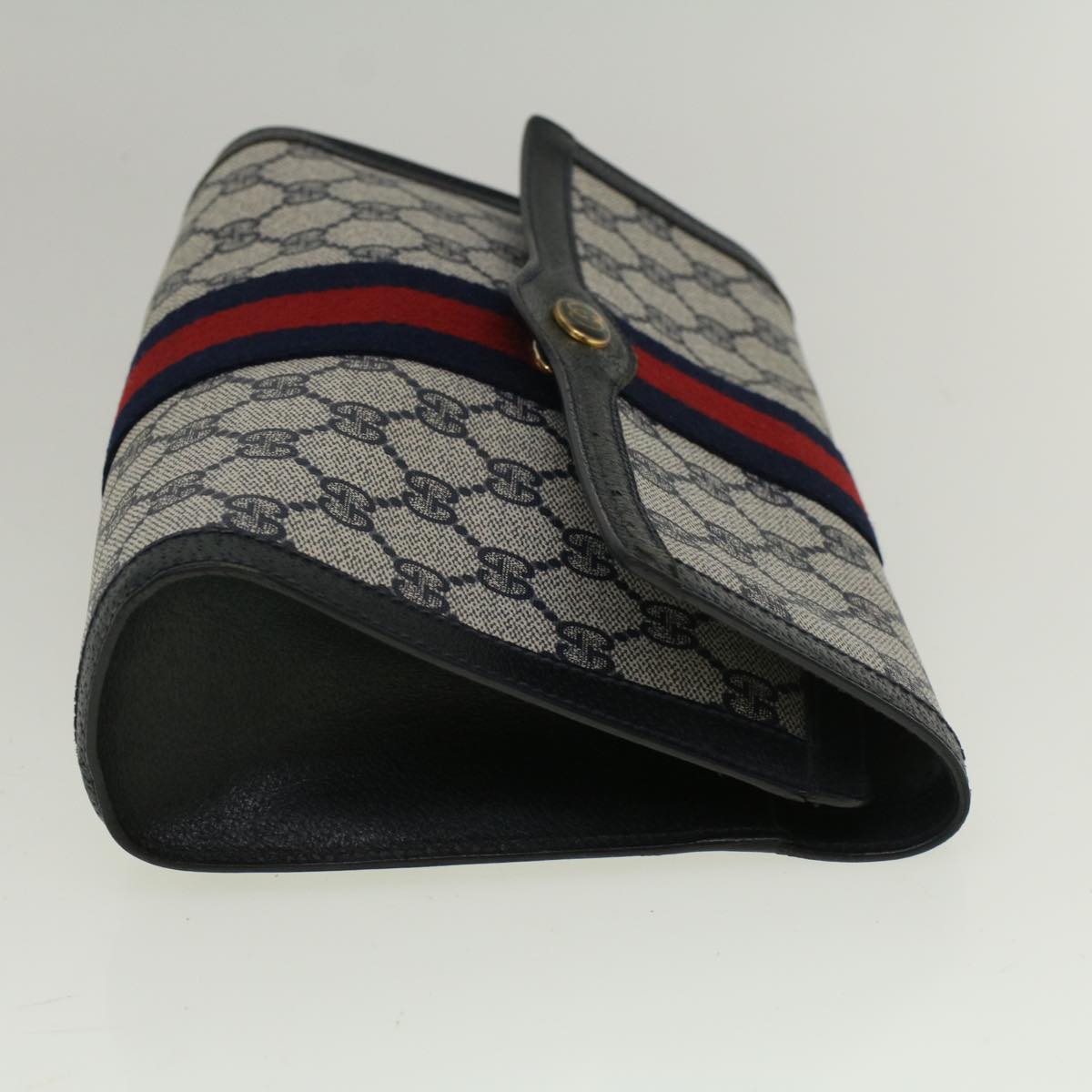 GUCCI GG Canvas Sherry Line Clutch Bag Red Navy gray 89 01 006 am5192