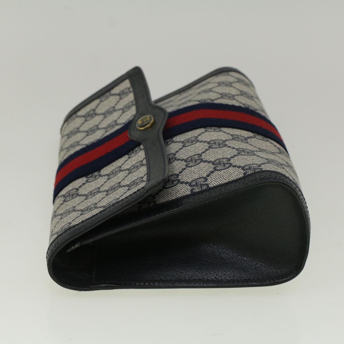 GUCCI GG Canvas Sherry Line Clutch Bag Red Navy gray 89 01 006 am5192