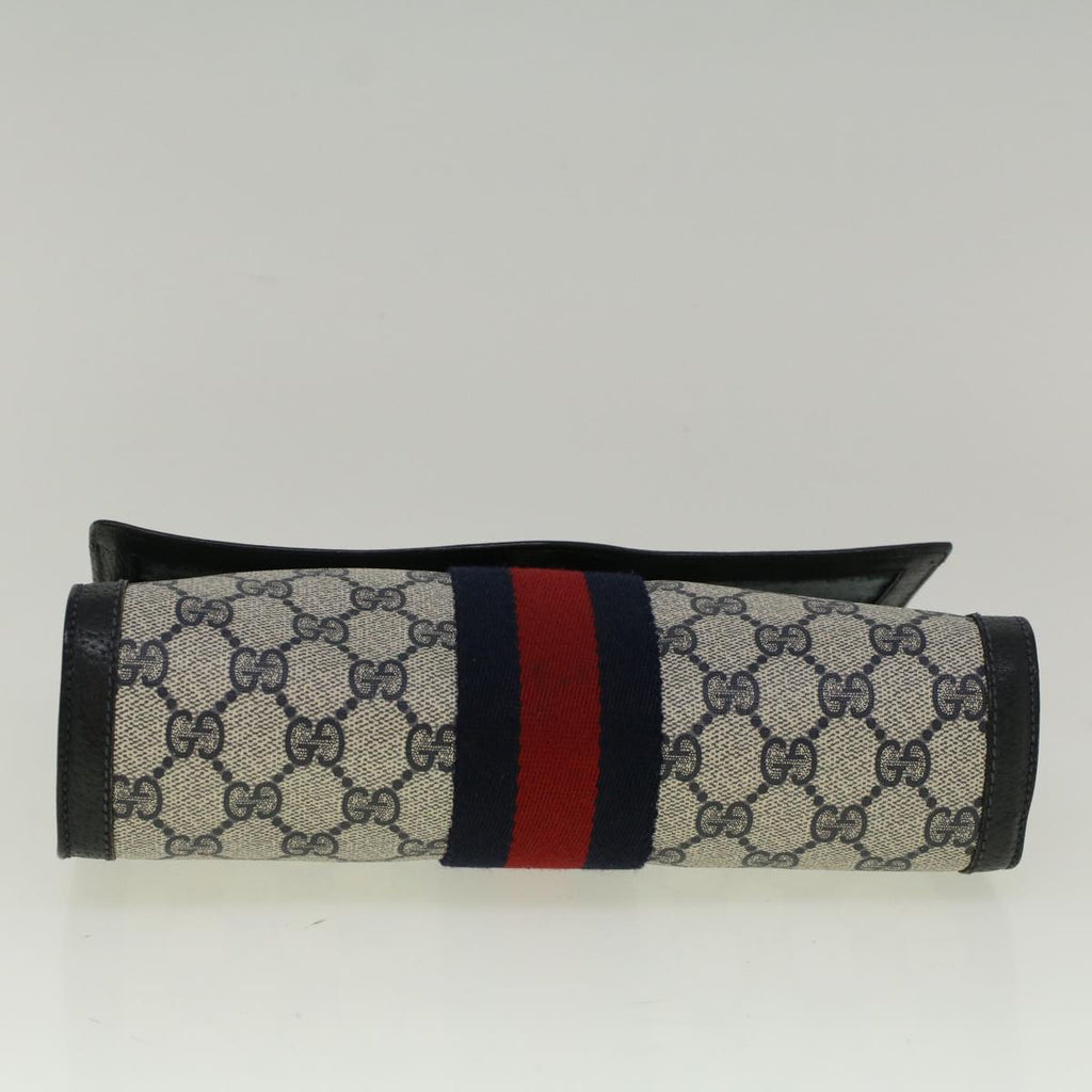 GUCCI GG Canvas Sherry Line Clutch Bag Red Navy gray 89 01 006 am5192