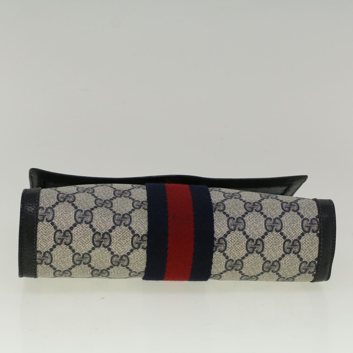 GUCCI GG Canvas Sherry Line Clutch Bag Red Navy gray 89 01 006 am5192