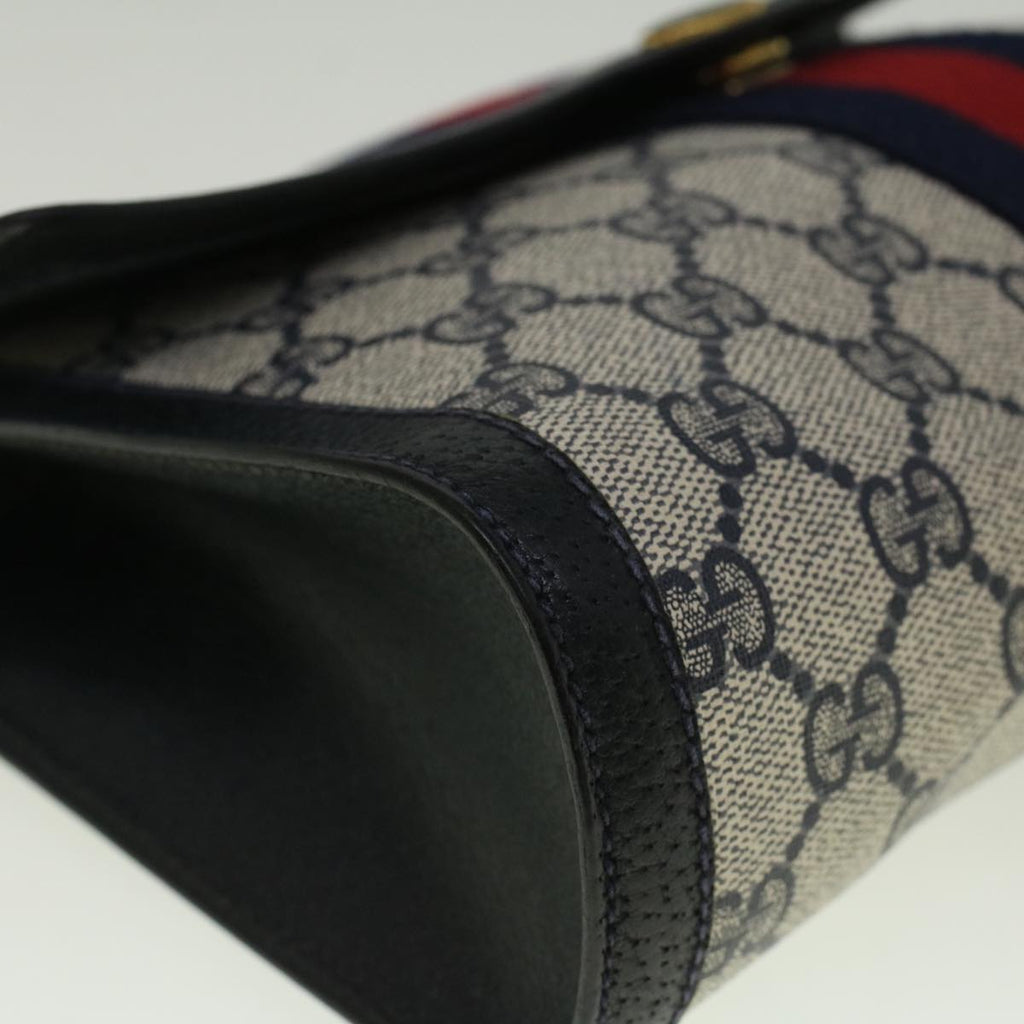 GUCCI GG Canvas Sherry Line Clutch Bag Red Navy gray 89 01 006 am5192