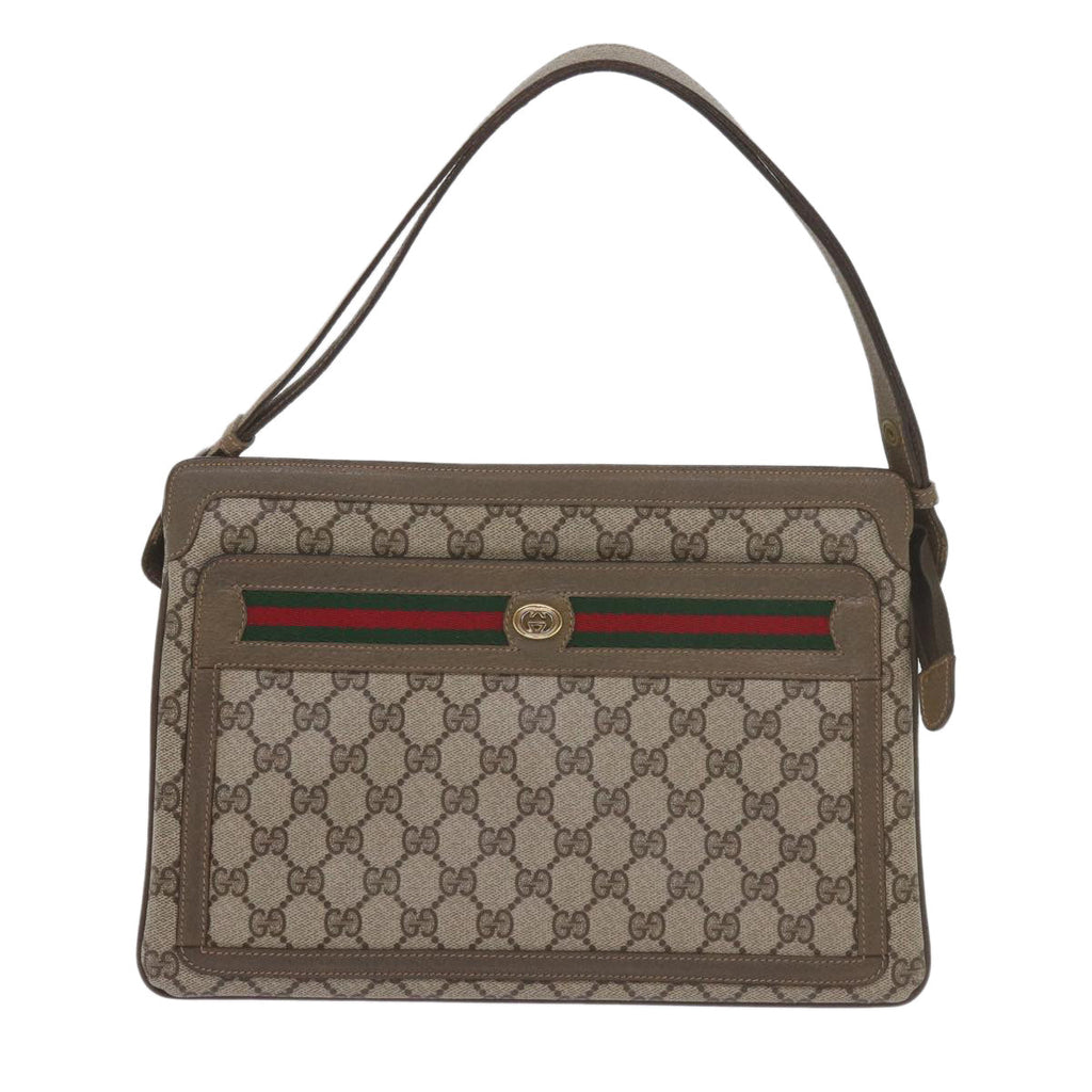 GUCCI GG Supreme Web Sherry Line Shoulder Bag Beige Red 41 02 090 am5260
