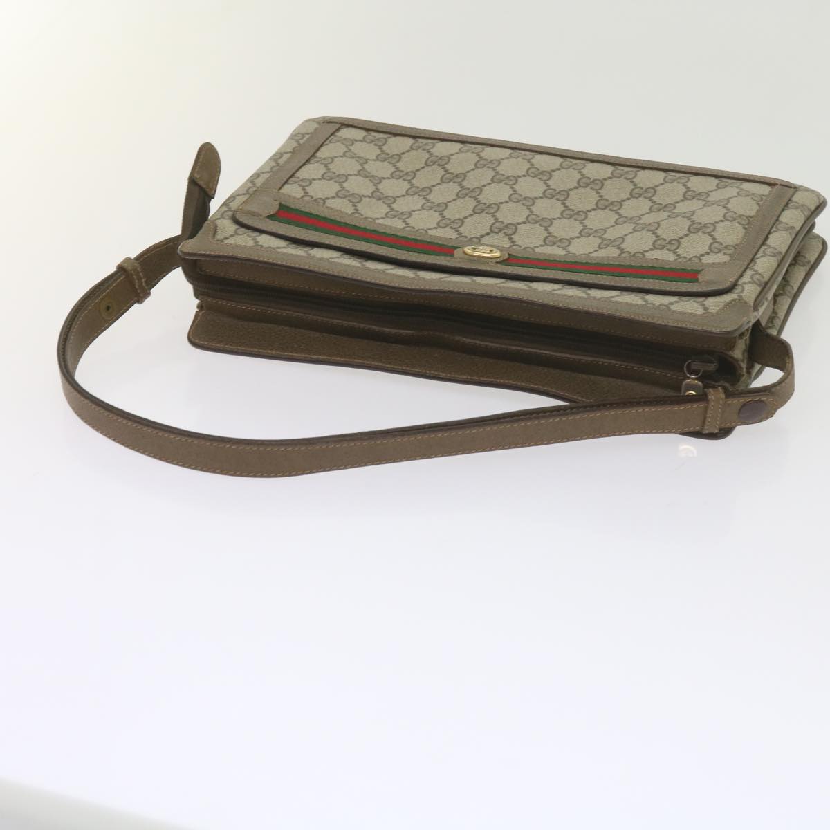GUCCI GG Supreme Web Sherry Line Shoulder Bag Beige Red 41 02 090 am5260