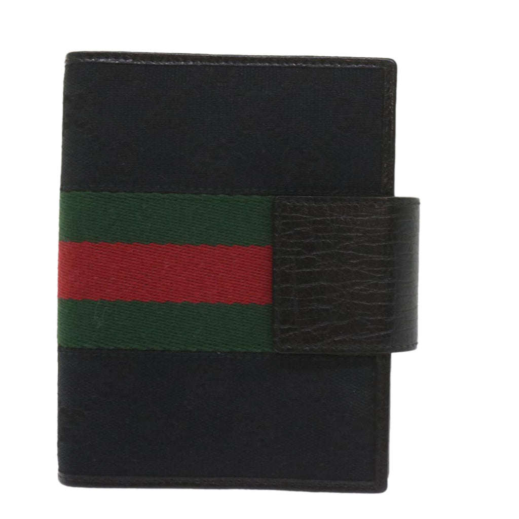 GUCCI GG Canvas Web Sherry Line Day Planner Cover Black Red Green am5263