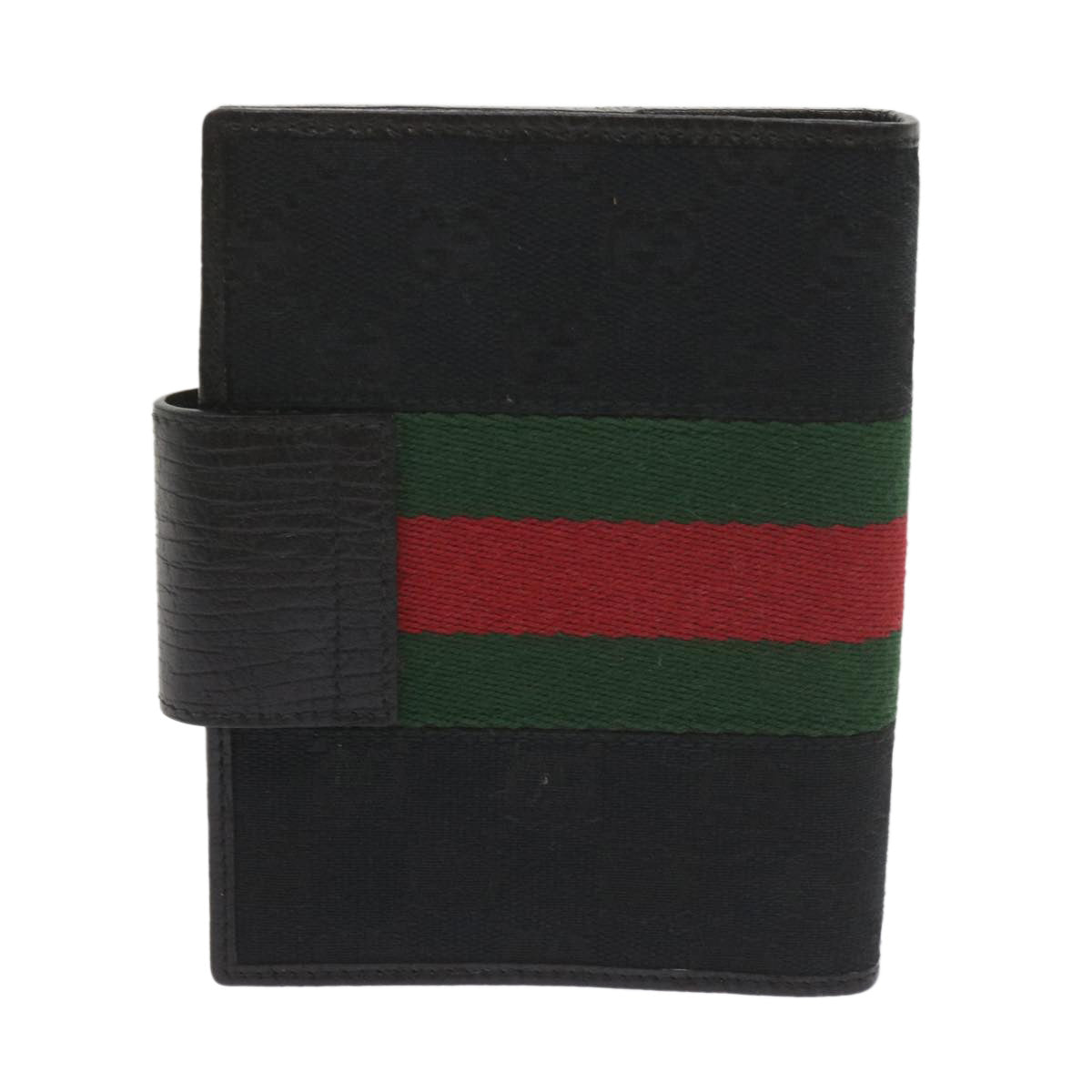 GUCCI GG Canvas Web Sherry Line Day Planner Cover Black Red Green am5263