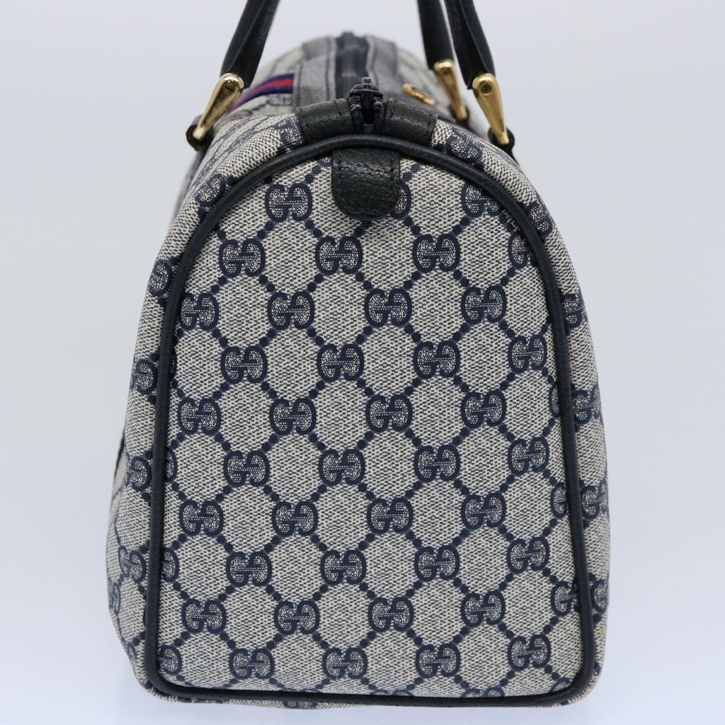 GUCCI GG Supreme Sherry Line Boston Bag PVC Leather Red Navy 40 3842 am5274