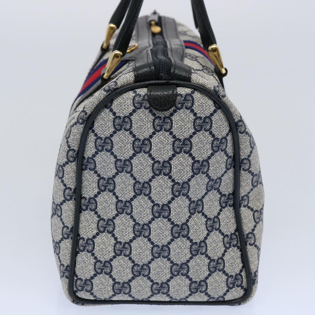 GUCCI GG Supreme Sherry Line Boston Bag PVC Leather Red Navy 40 3842 am5274