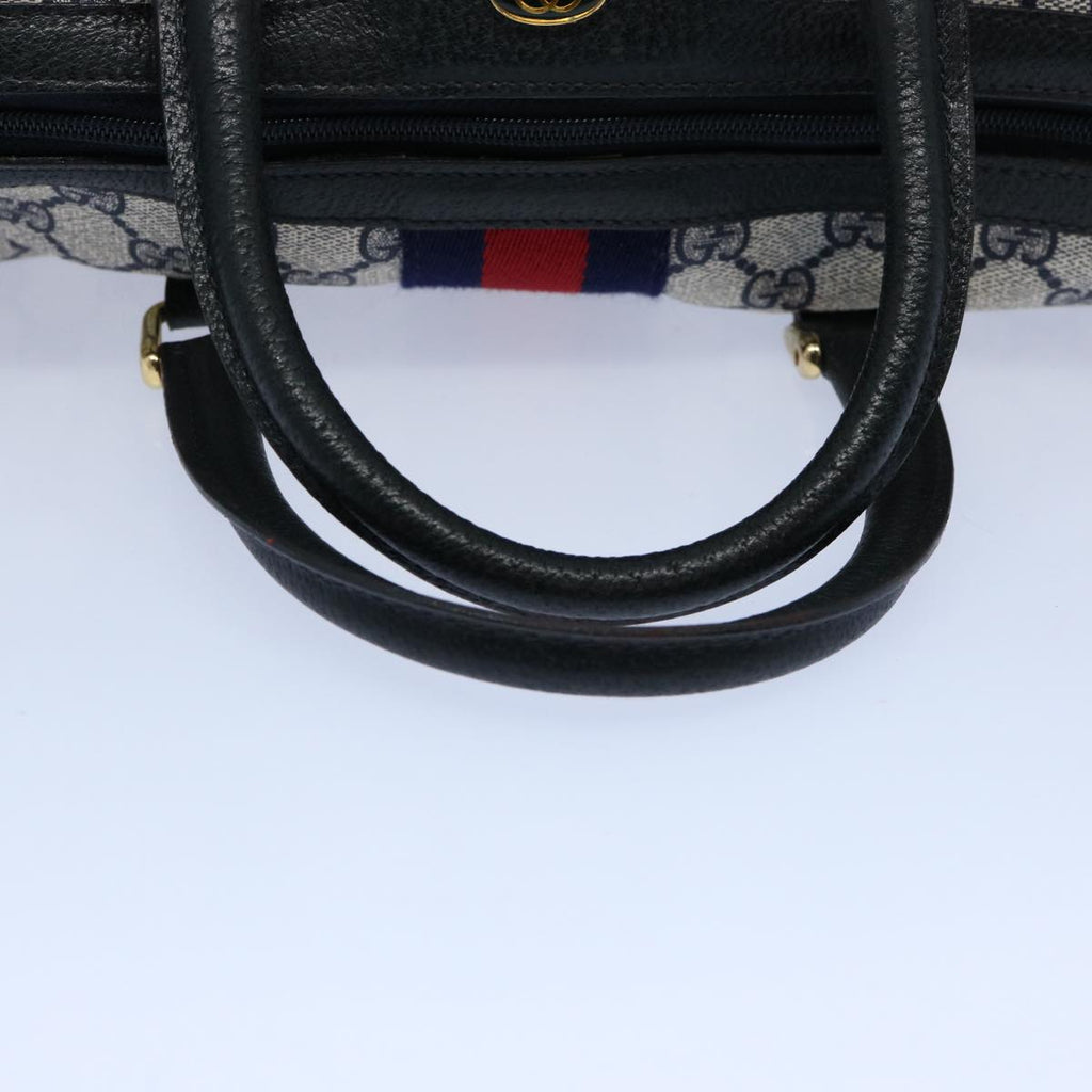 GUCCI GG Supreme Sherry Line Boston Bag PVC Leather Red Navy 40 3842 am5274