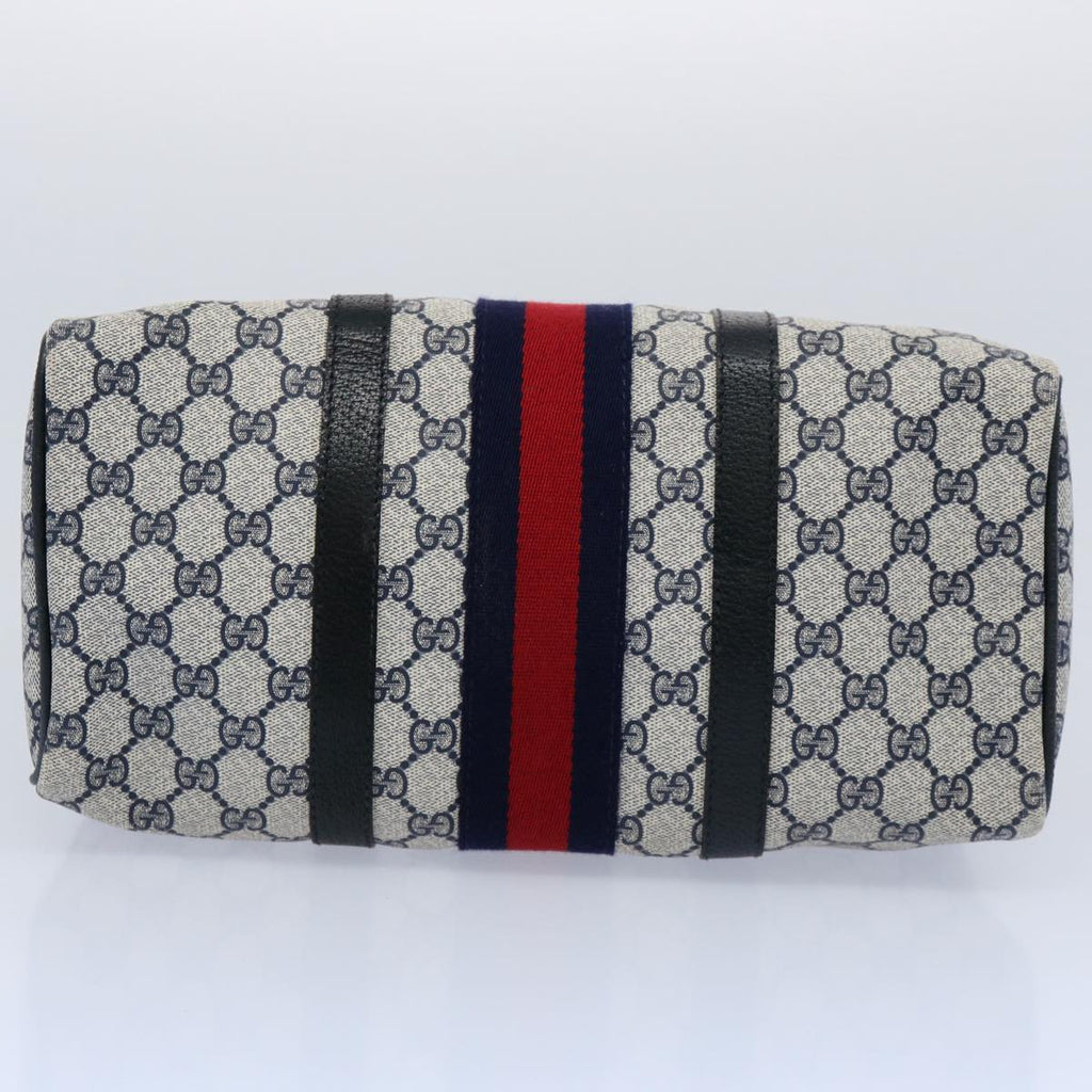 GUCCI GG Supreme Sherry Line Boston Bag PVC Leather Red Navy 40 3842 am5274