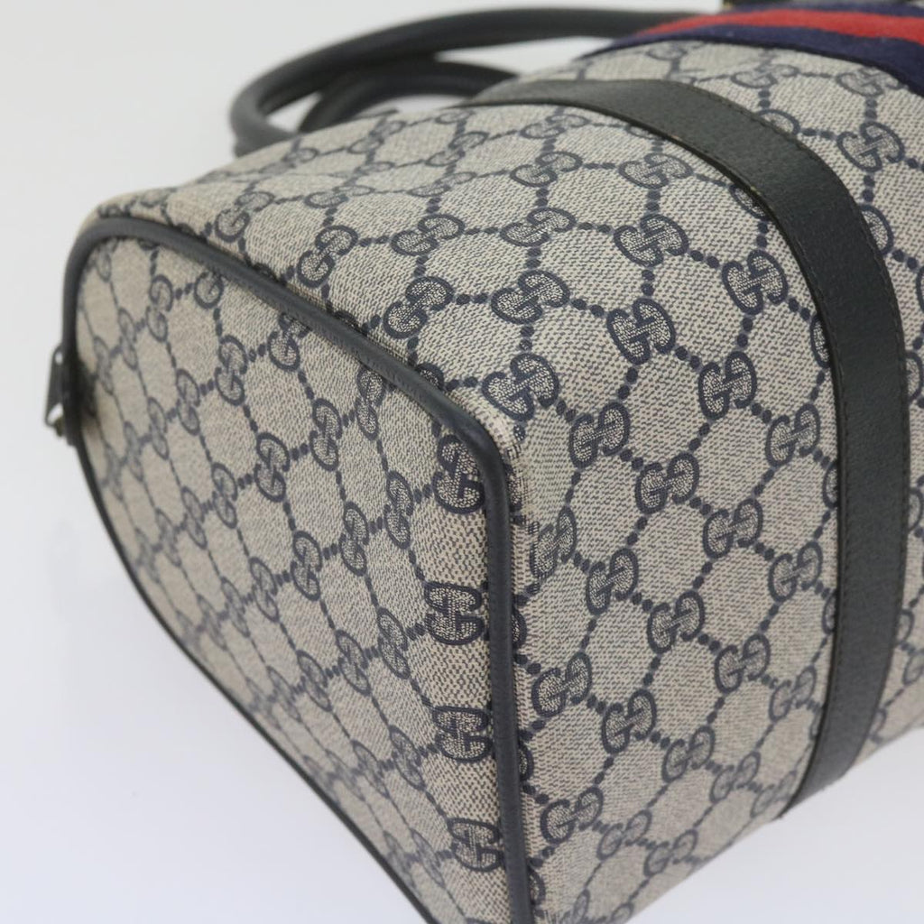 GUCCI GG Supreme Sherry Line Boston Bag PVC Leather Red Navy am5311