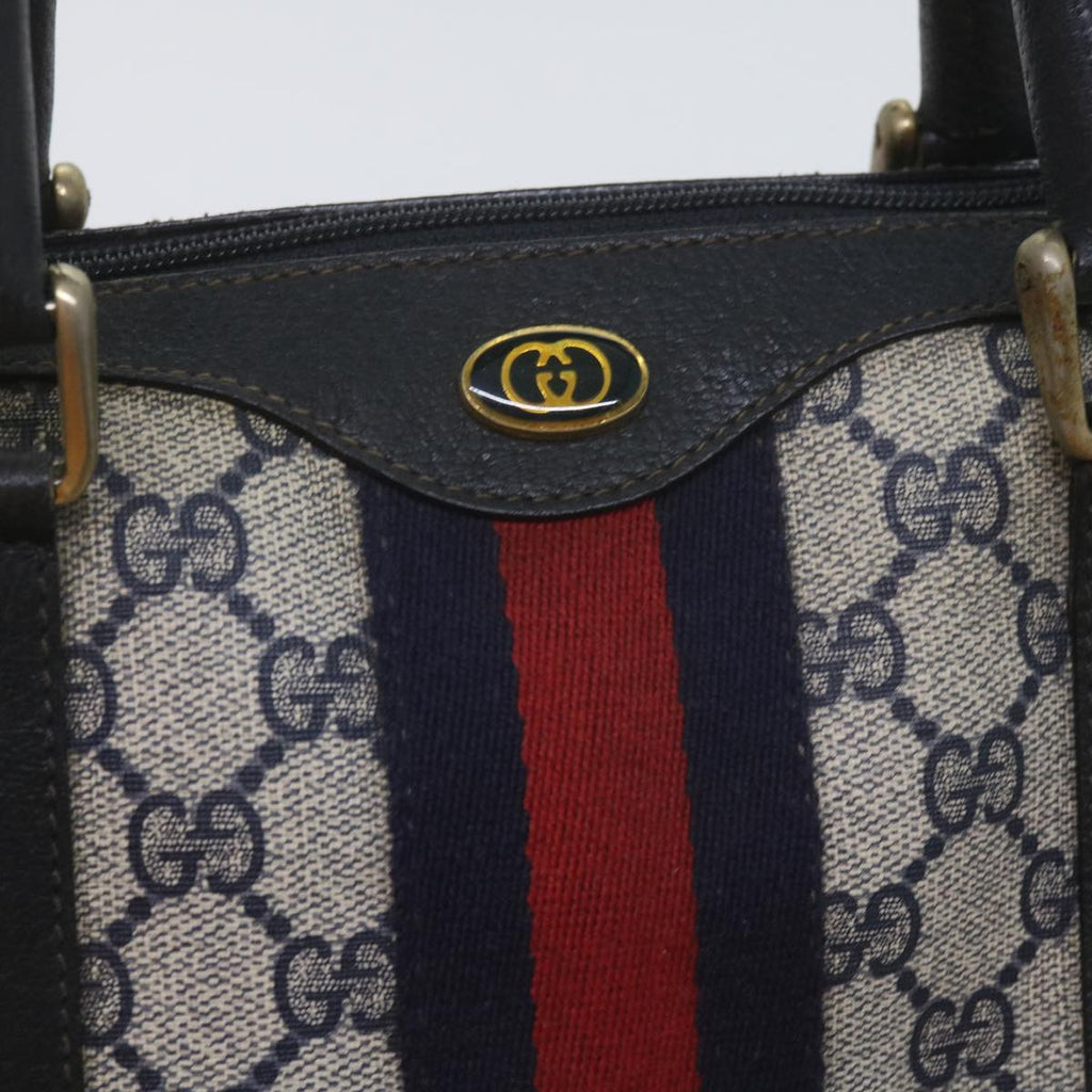 GUCCI GG Supreme Sherry Line Boston Bag PVC Leather Red Navy am5311