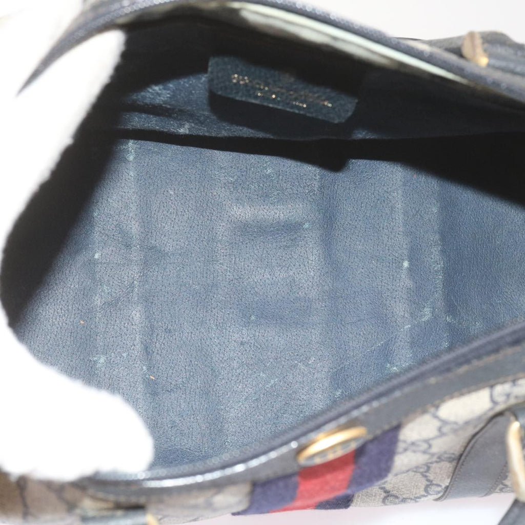 GUCCI GG Supreme Sherry Line Boston Bag PVC Leather Red Navy am5311