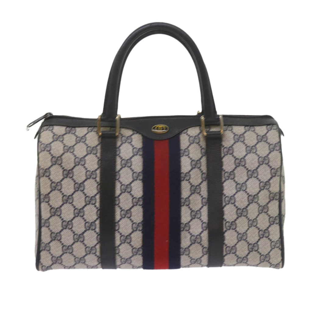 GUCCI GG Supreme Sherry Line Boston Bag PVC Leather Red Navy am5311