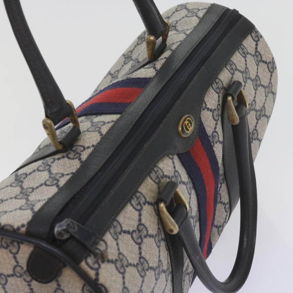 GUCCI GG Supreme Sherry Line Boston Bag PVC Leather Red Navy am5311