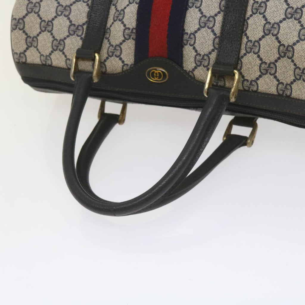 GUCCI GG Supreme Sherry Line Boston Bag PVC Leather Red Navy am5311