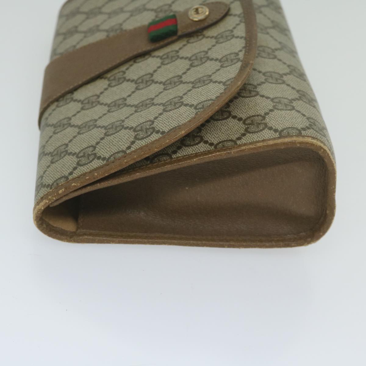 GUCCI GG Supreme Web Sherry Line Clutch Bag Beige Red 89 01 030 am5314