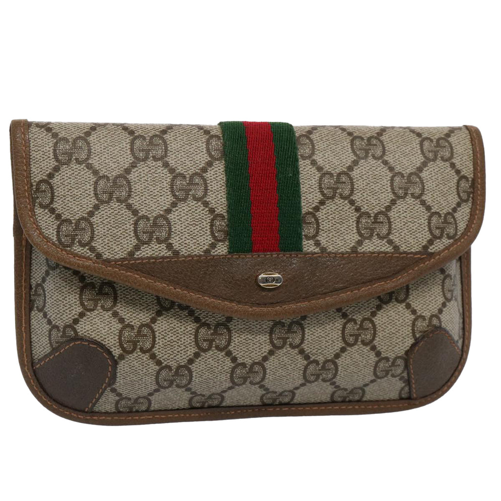 GUCCI GG Supreme Web Sherry Line Pouch Beige Red Green 89 01 021 am5317