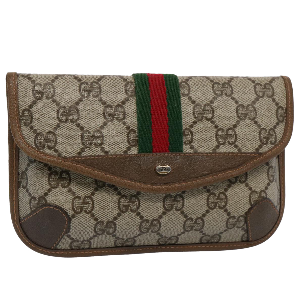 GUCCI GG Supreme Web Sherry Line Pouch Beige Red Green 89 01 021 am5317