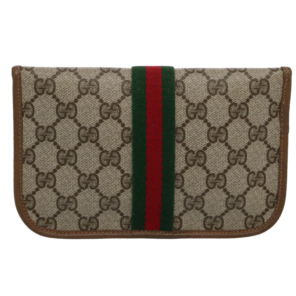 GUCCI GG Supreme Web Sherry Line Pouch Beige Red Green 89 01 021 am5317