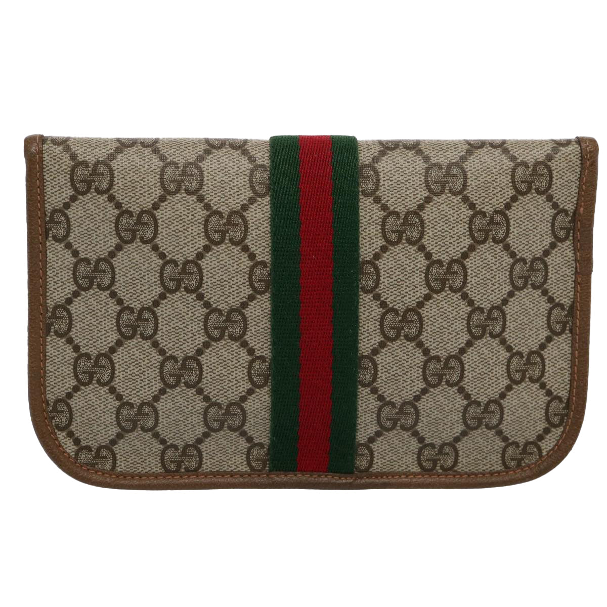 GUCCI GG Supreme Web Sherry Line Pouch Beige Red Green 89 01 021 am5317