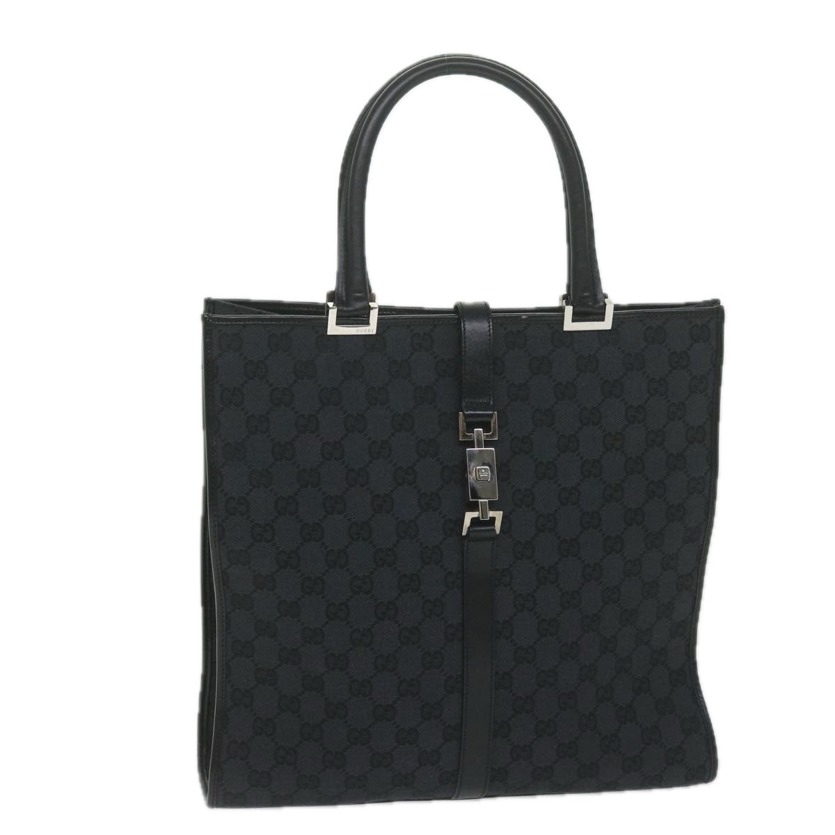 GUCCI GG Canvas Jackie Tote Bag Black 002 1064 am5349