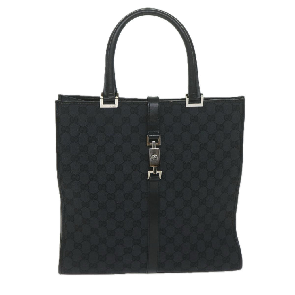 GUCCI GG Canvas Jackie Tote Bag Black 002 1064 am5349