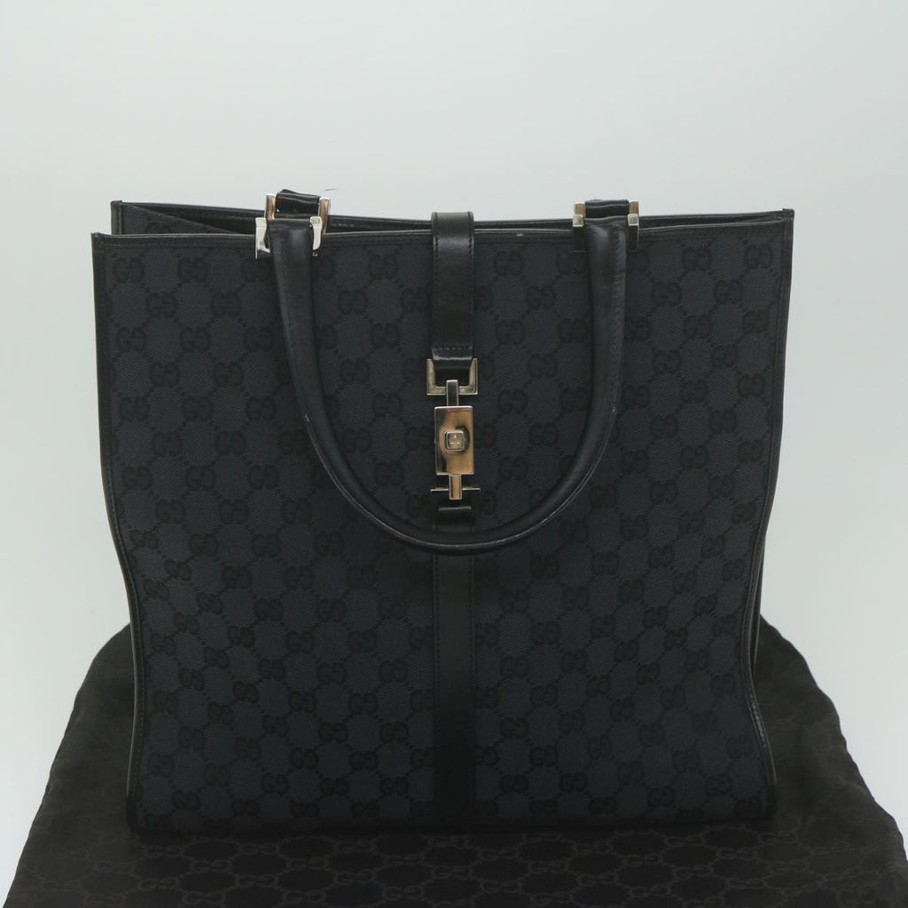 GUCCI GG Canvas Jackie Tote Bag Black 002 1064 am5349
