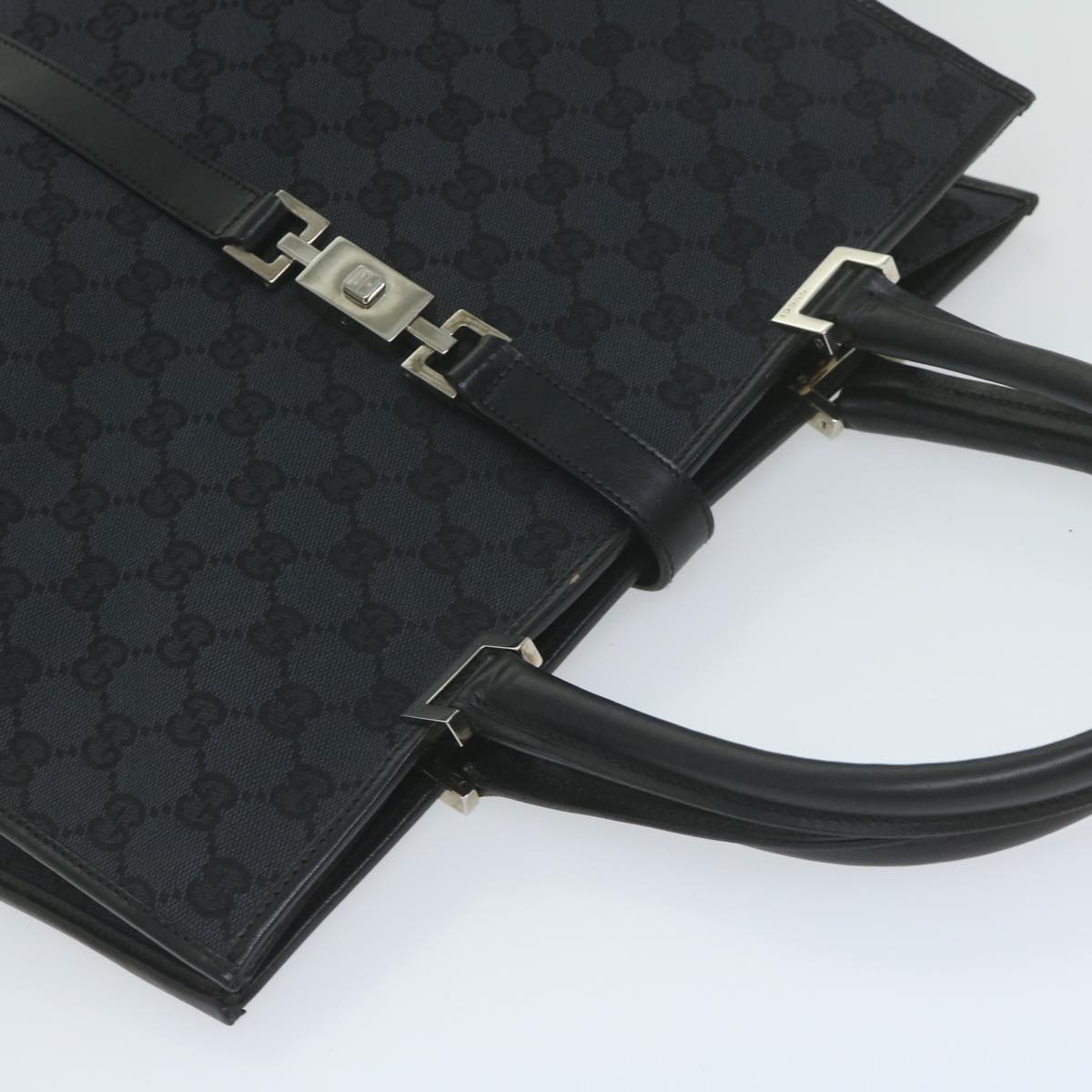 GUCCI GG Canvas Jackie Tote Bag Black 002 1064 am5349
