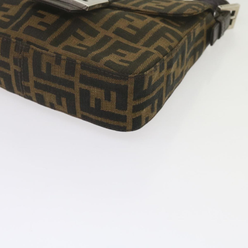 FENDI Zucca Canvas Mamma Baguette Shoulder Bag Black Brown am5417A