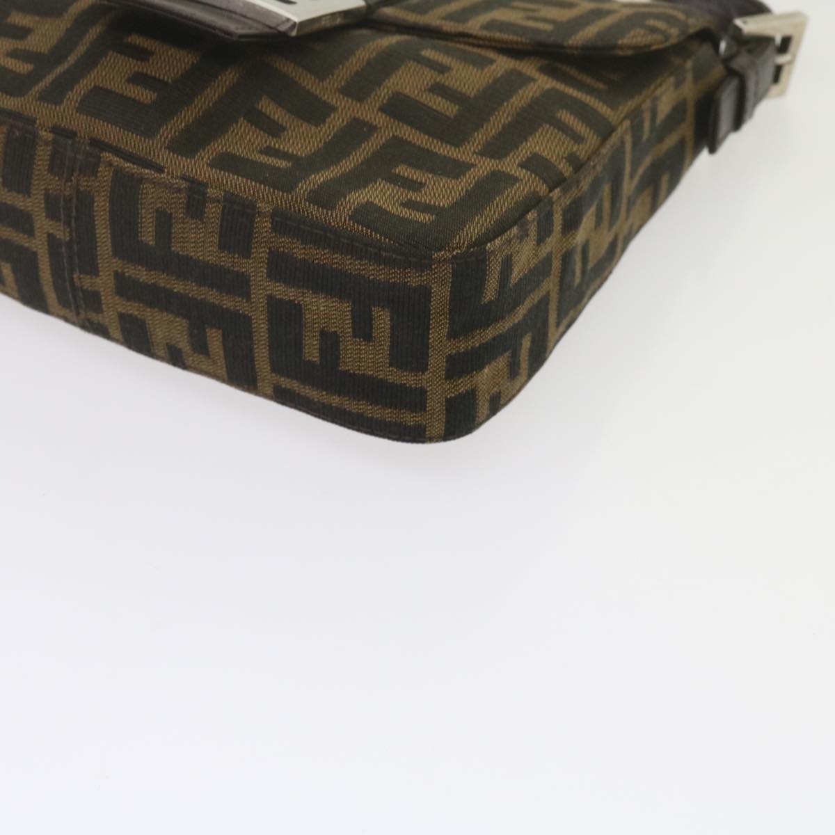 FENDI Zucca Canvas Mamma Baguette Shoulder Bag Black Brown am5417A