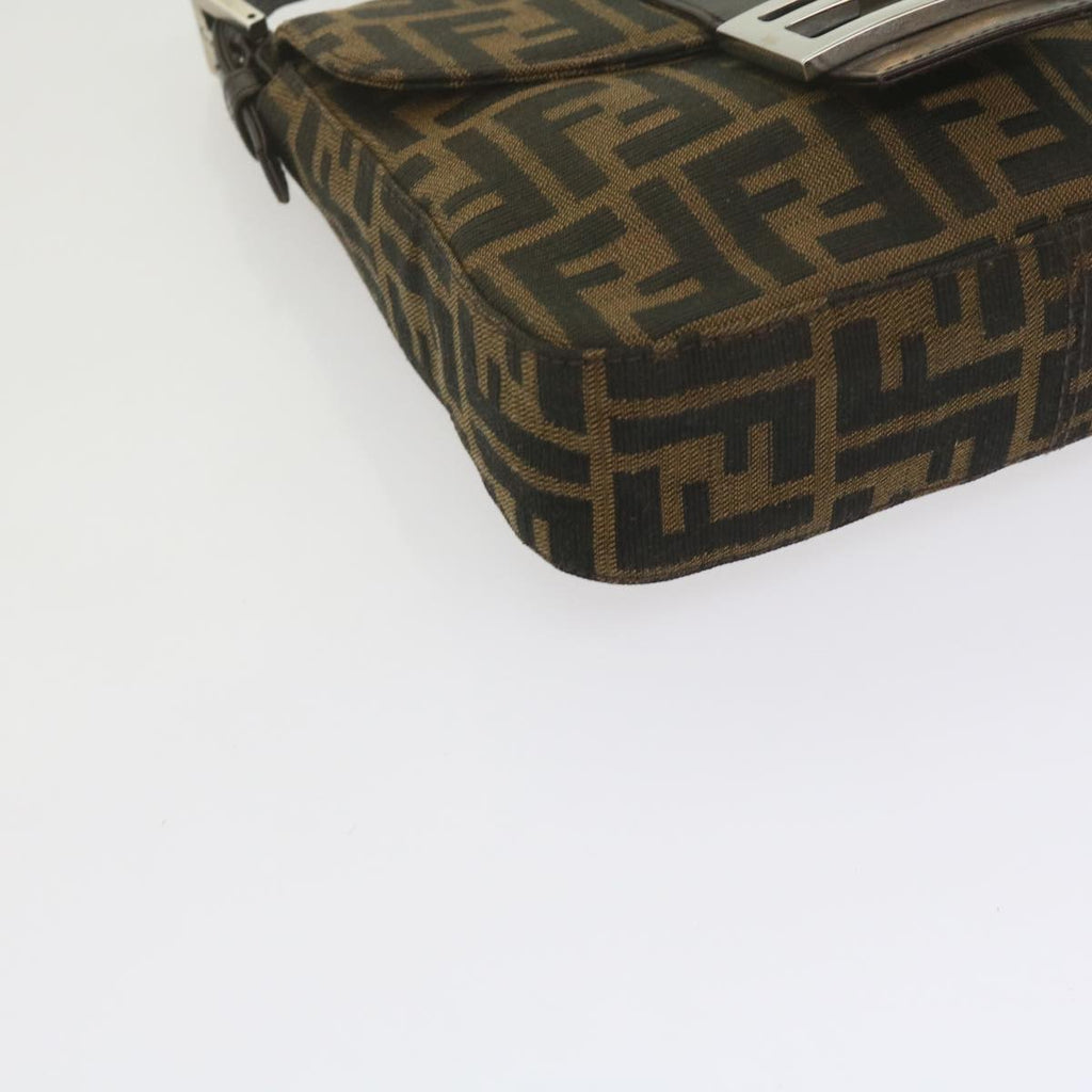 FENDI Zucca Canvas Mamma Baguette Shoulder Bag Black Brown am5417A