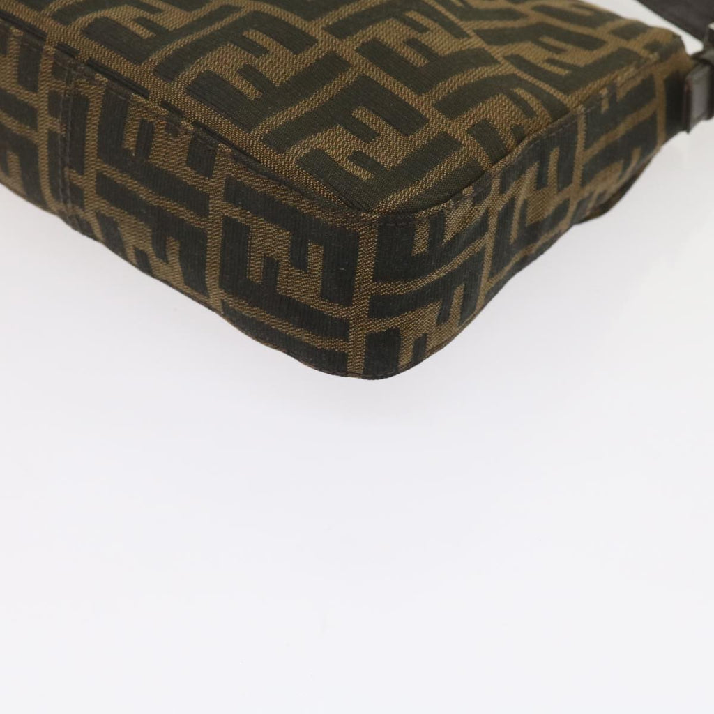FENDI Zucca Canvas Mamma Baguette Shoulder Bag Black Brown am5417A