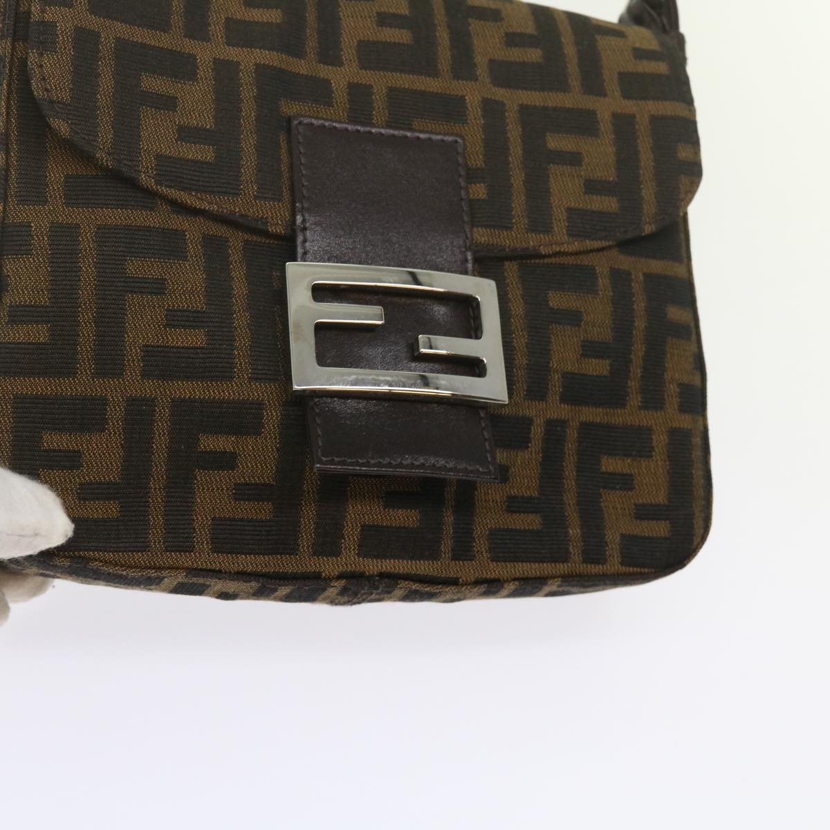 FENDI Zucca Canvas Mamma Baguette Shoulder Bag Black Brown am5417A