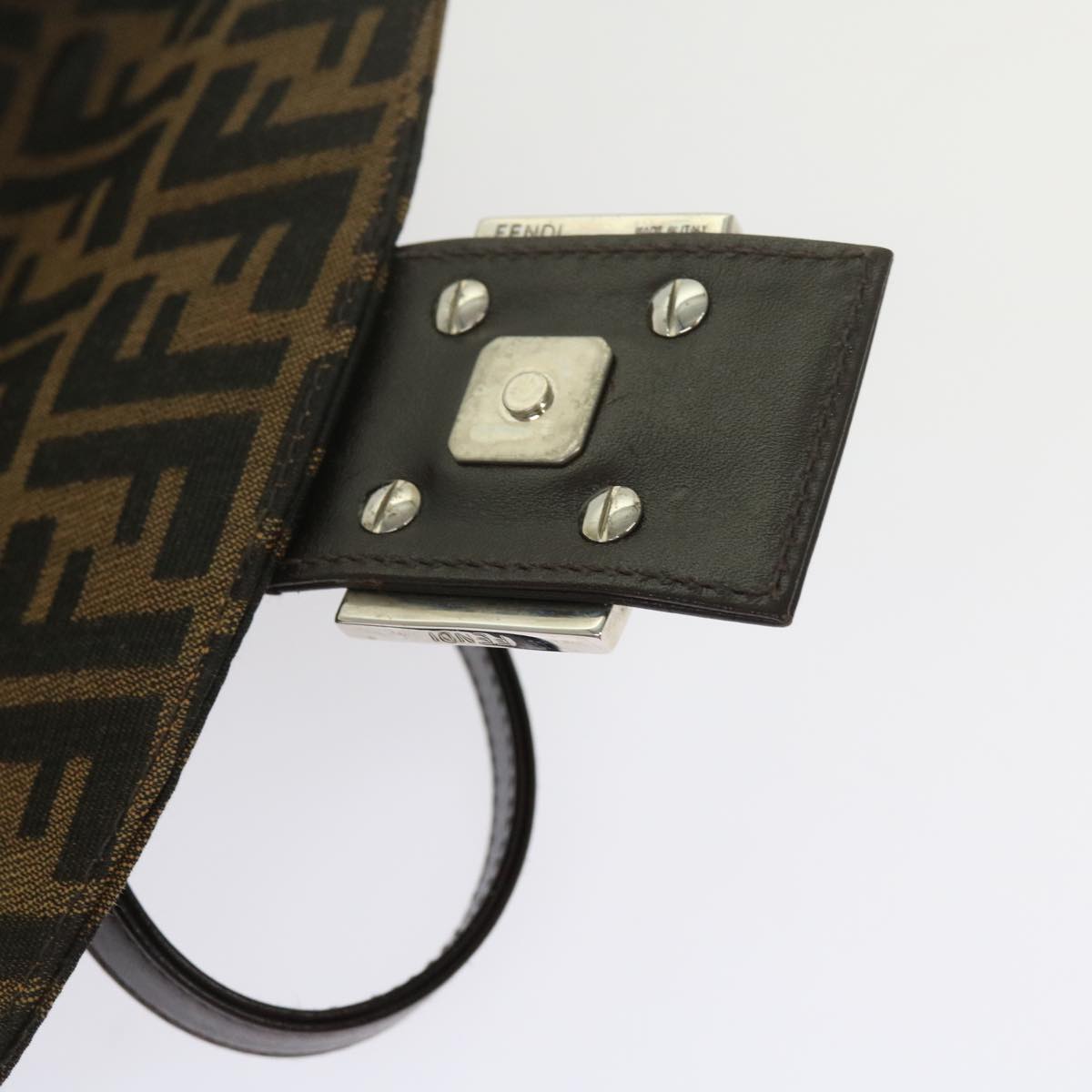 FENDI Zucca Canvas Mamma Baguette Shoulder Bag Black Brown am5417A