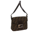 FENDI Zucca Canvas Mamma Baguette Shoulder Bag Black Brown am5417A