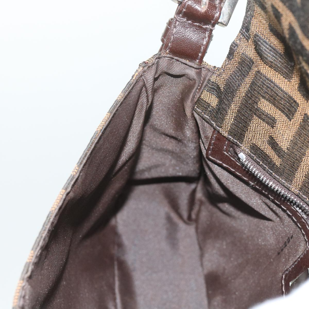 FENDI Zucca Canvas Mamma Baguette Shoulder Bag Black Brown am5417A