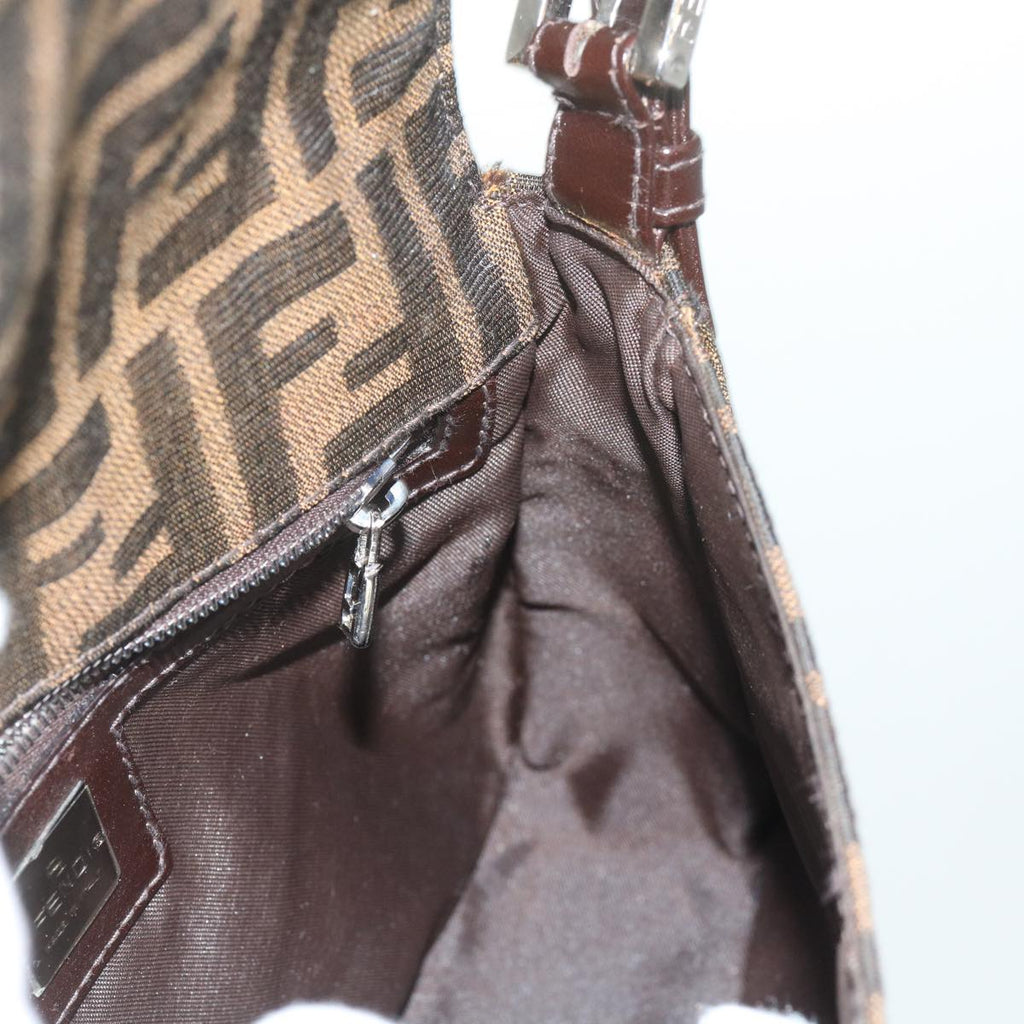 FENDI Zucca Canvas Mamma Baguette Shoulder Bag Black Brown am5417A