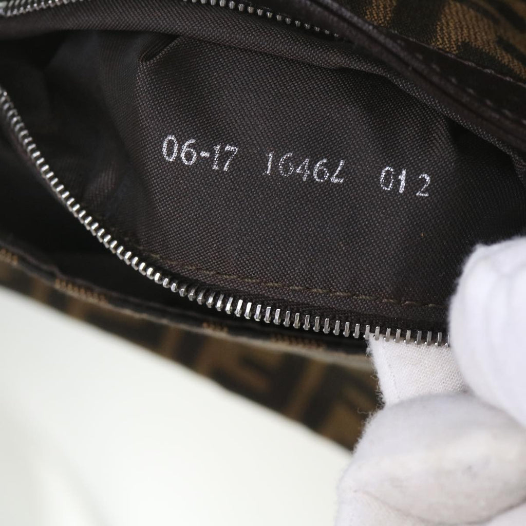 FENDI Zucca Canvas Mamma Baguette Shoulder Bag Black Brown am5417A