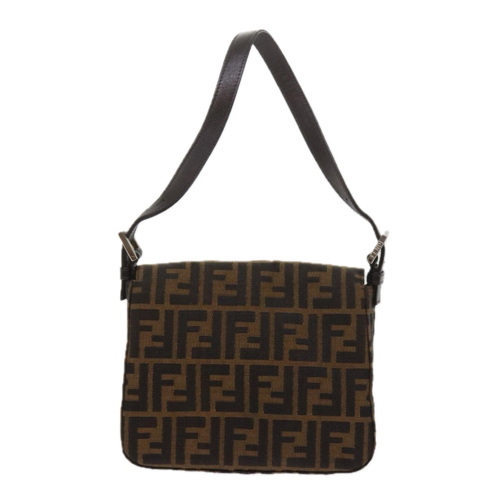 FENDI Zucca Canvas Mamma Baguette Shoulder Bag Black Brown am5417A
