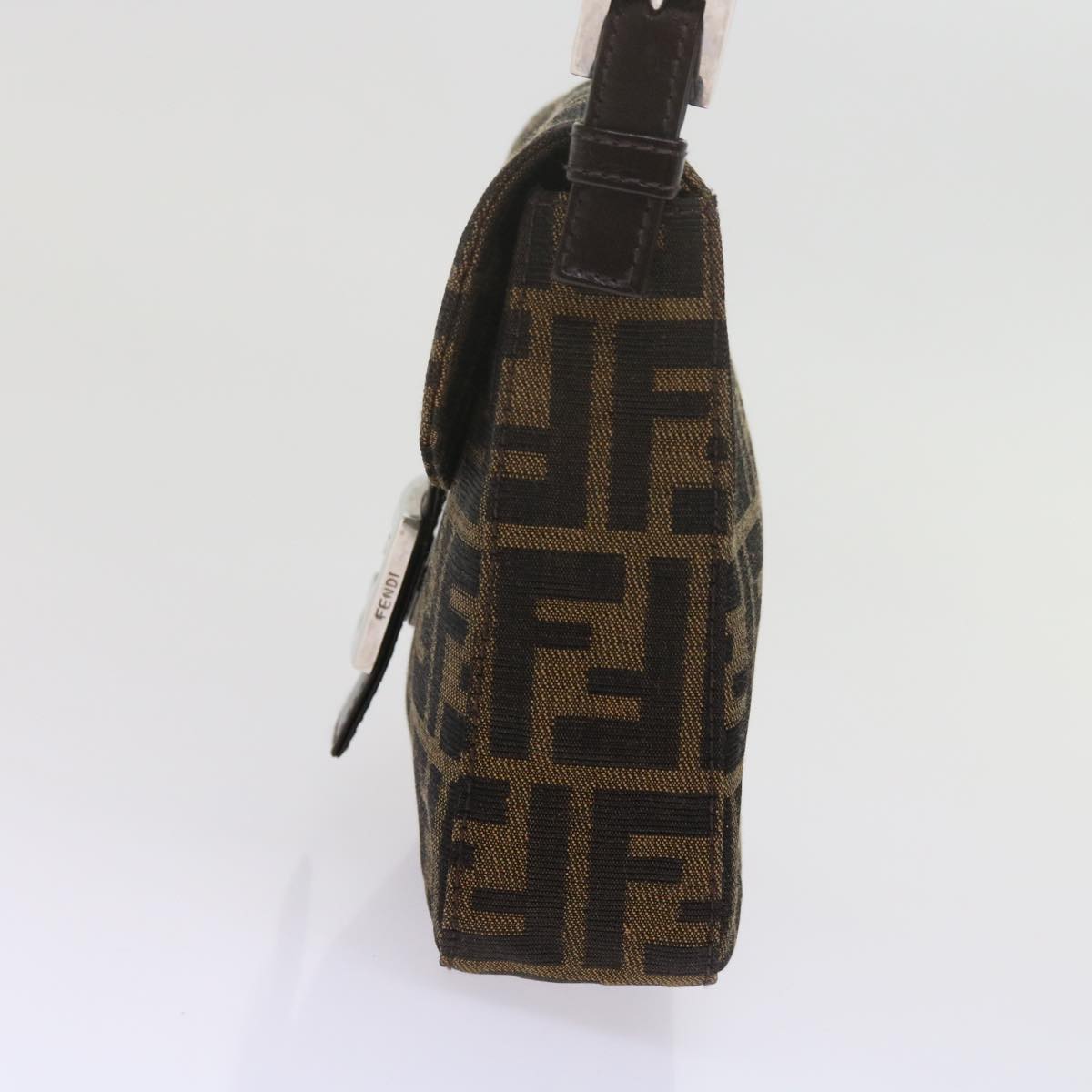 FENDI Zucca Canvas Mamma Baguette Shoulder Bag Black Brown am5417A