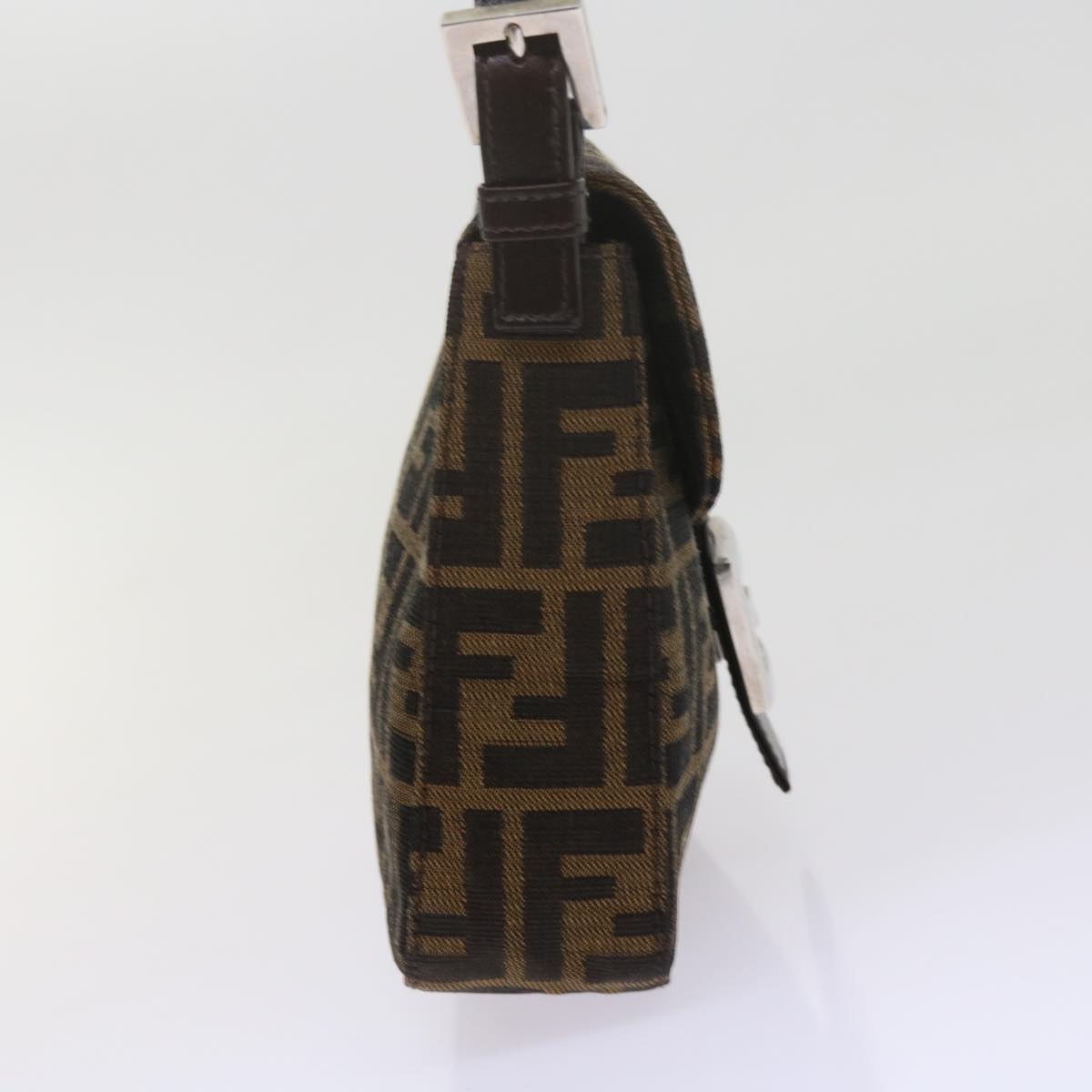 FENDI Zucca Canvas Mamma Baguette Shoulder Bag Black Brown am5417A