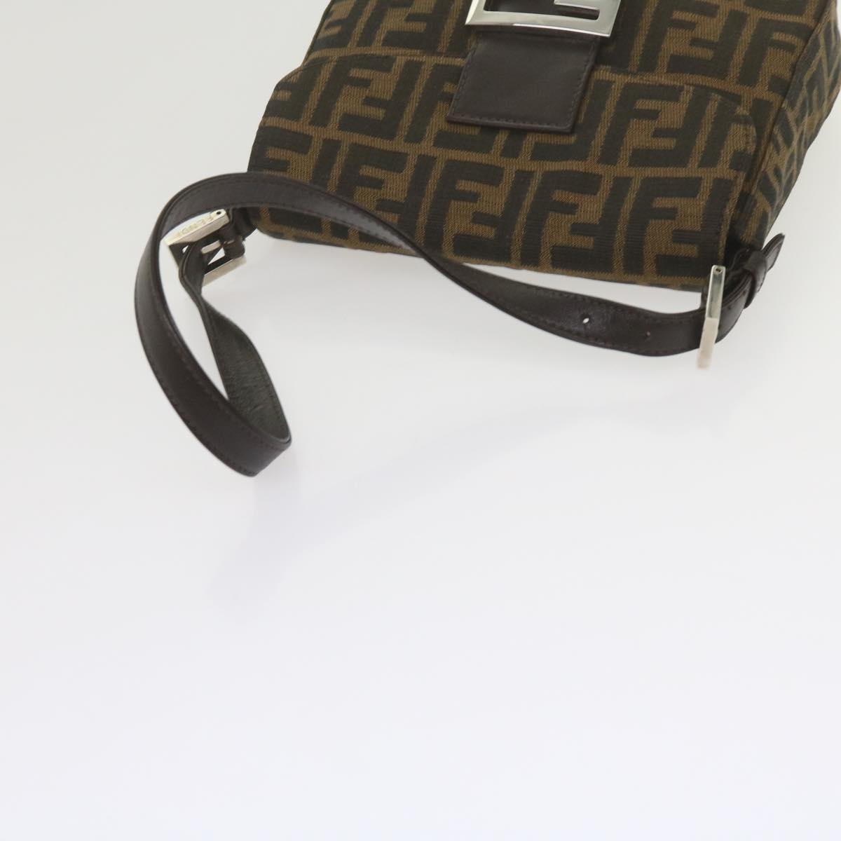 FENDI Zucca Canvas Mamma Baguette Shoulder Bag Black Brown am5417A