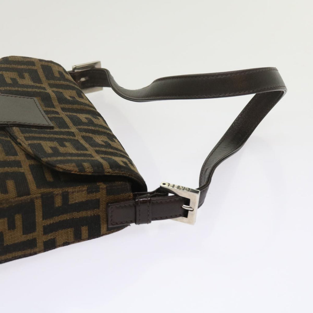 FENDI Zucca Canvas Mamma Baguette Shoulder Bag Black Brown am5417A
