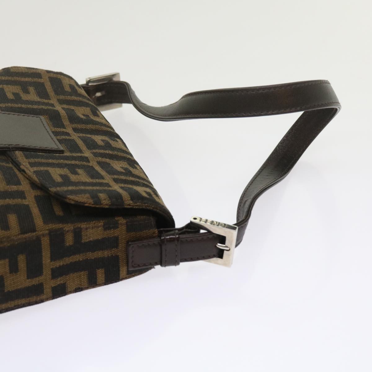 FENDI Zucca Canvas Mamma Baguette Shoulder Bag Black Brown am5417A