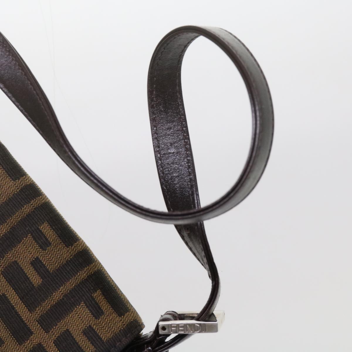 FENDI Zucca Canvas Mamma Baguette Shoulder Bag Black Brown am5417A