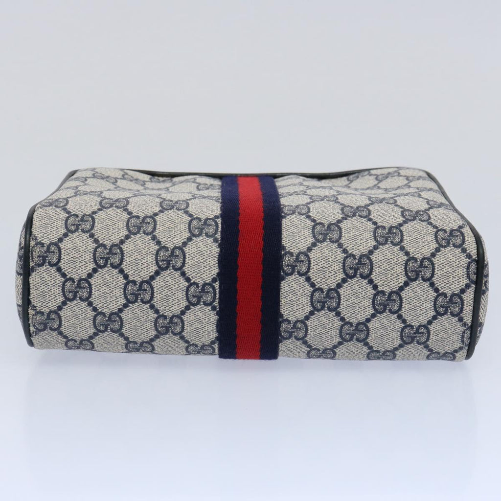GUCCI GG Supreme Sherry Line Clutch Bag PVC Leather Red Navy 010 378 am5423