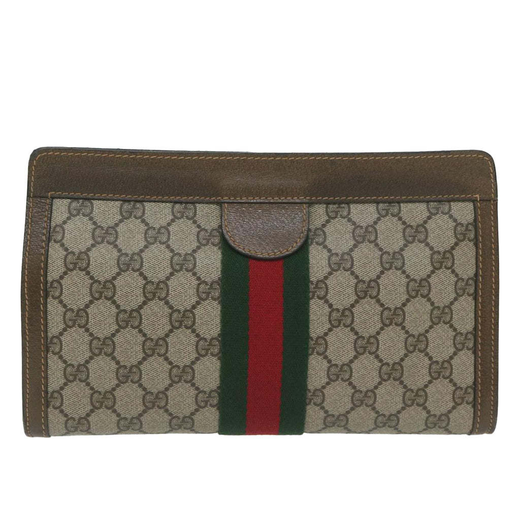GUCCI GG Supreme Web Sherry Line Clutch Bag Beige Red 64 014 2125 28 am5424