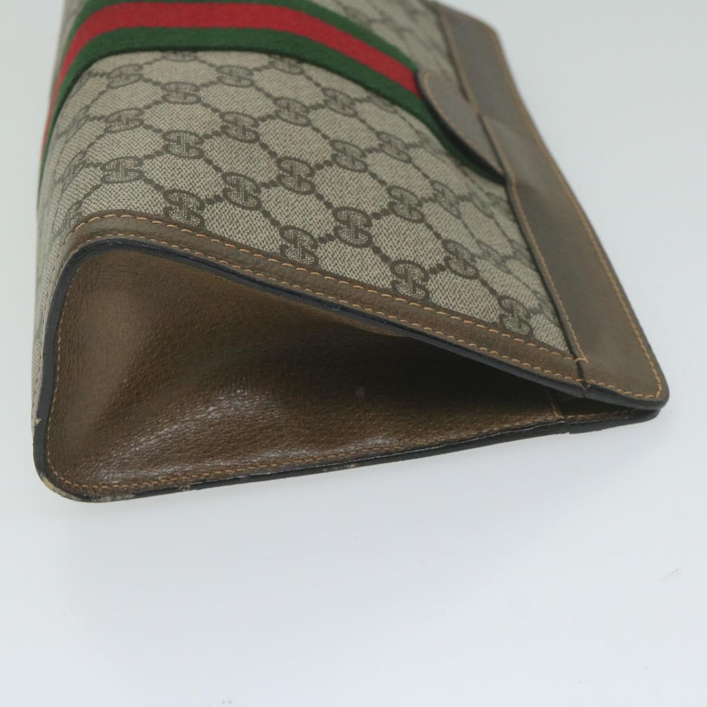 GUCCI GG Supreme Web Sherry Line Clutch Bag Beige Red 64 014 2125 28 am5424