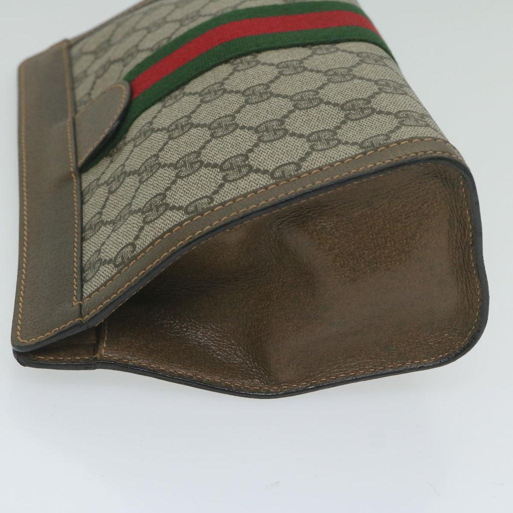 GUCCI GG Supreme Web Sherry Line Clutch Bag Beige Red 64 014 2125 28 am5424