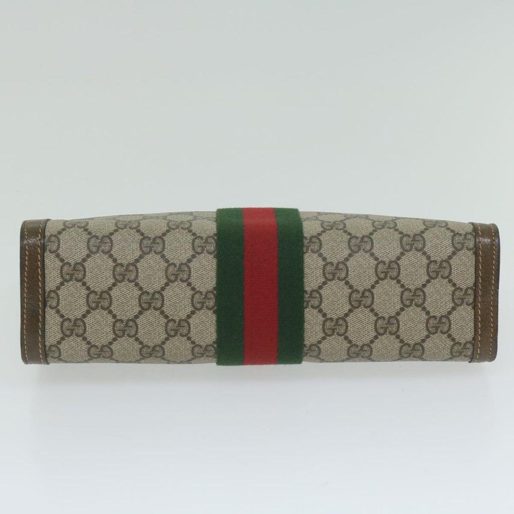 GUCCI GG Supreme Web Sherry Line Clutch Bag Beige Red 64 014 2125 28 am5424